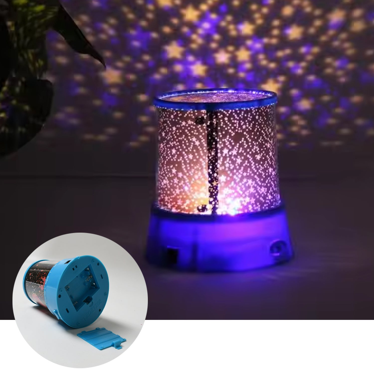 LED Projector Night Light Amazing Lamp, 3 Battery operated lamps, Rotation With the music Function, Master for Kids Bedroom Home Decoration Night Romantic Gift (Battery Not Included / 1 pc) - Springkart 