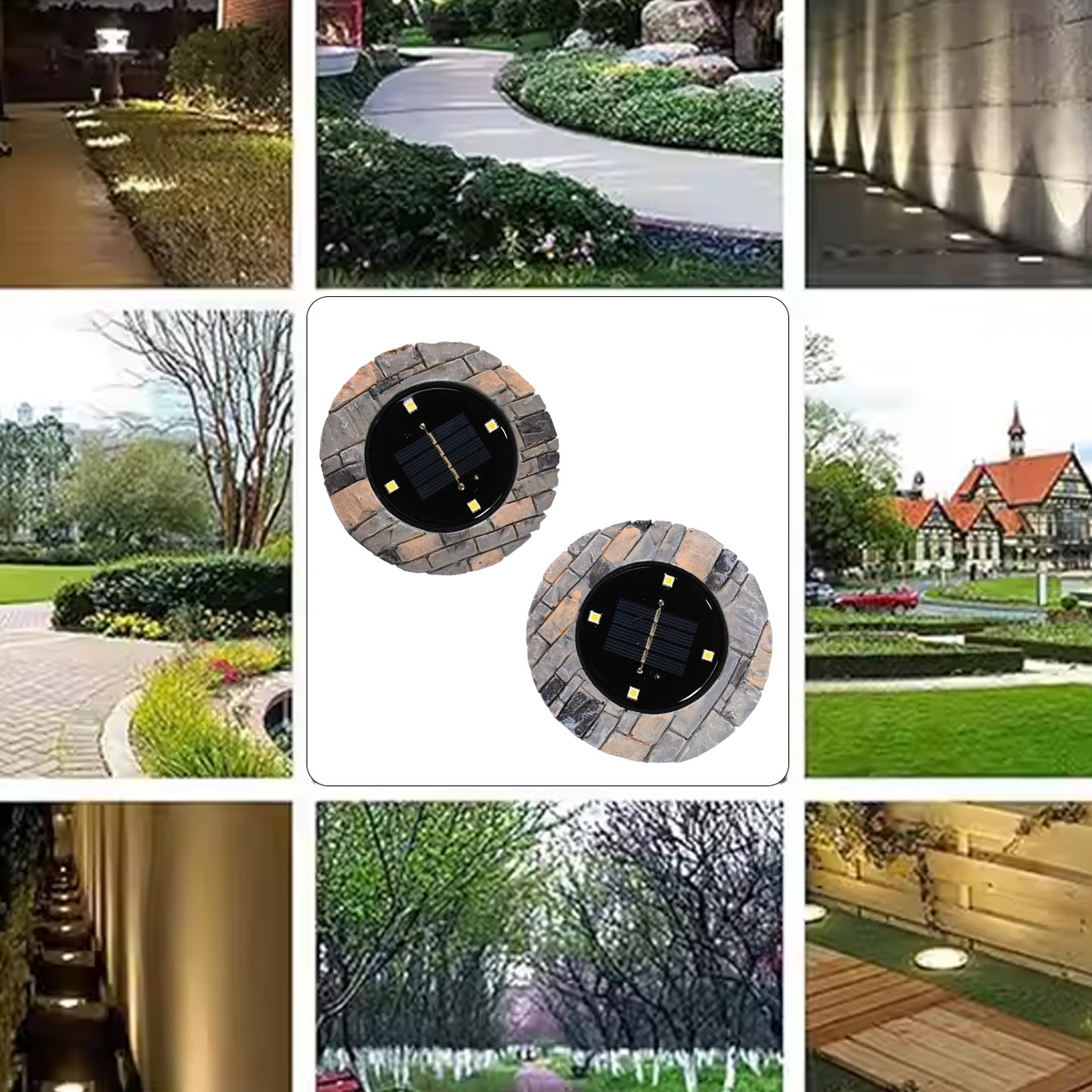 Disk Lights Slate Heavy Duty Outdoor Solar Pathway Lights 4 Led (2 Pc) - Springkart 