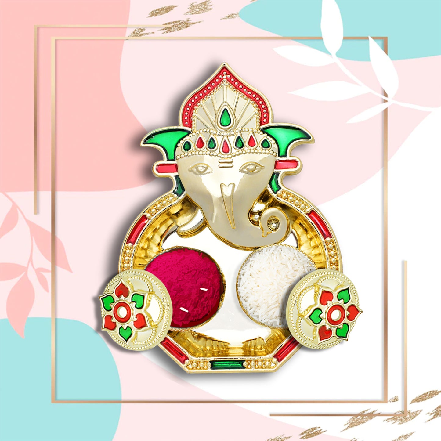 5998 Ganesha Shaped Haldi Kumkum Thali Holder Pooja Return Gift Indian Housewarming Gifts Shivratri Wedding Favor Navarathri Favors Baby Shower Janmashtami Rakasha Bandhan Special - Springkart 