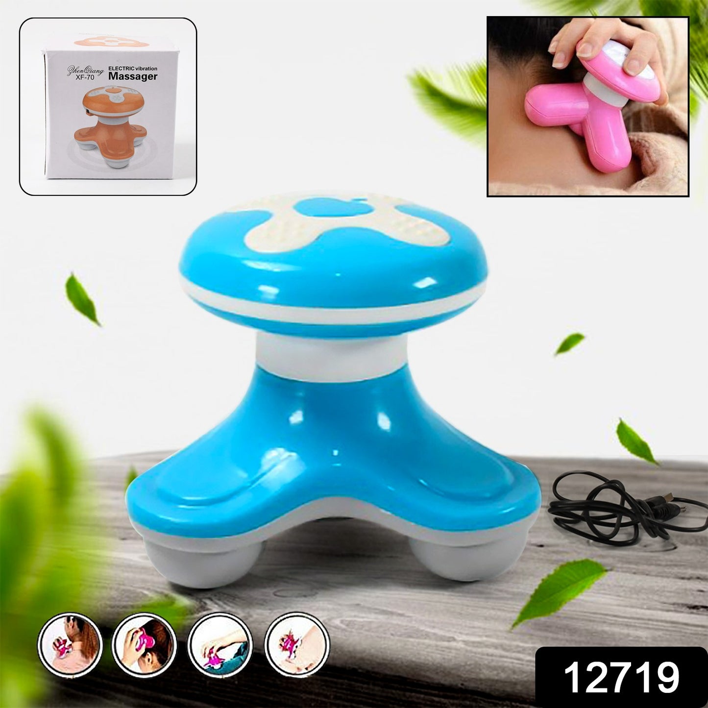 12719 Multifunctional Mini Massager Triangle Electric Usb Massager Automatic Switch Relieve Fatigue As A Gift (1 Pc Battery Not Included) - Springkart 