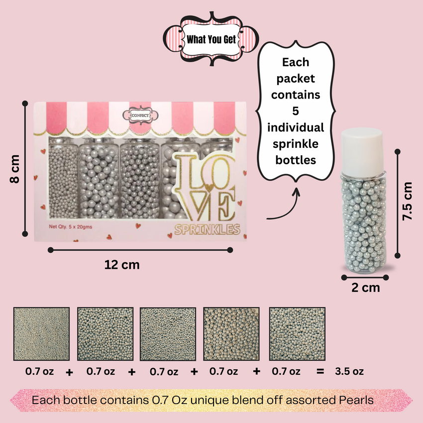 Shimmering Sliver Disco Balls Assorted Sprinkles (DB-11) - 100Gms