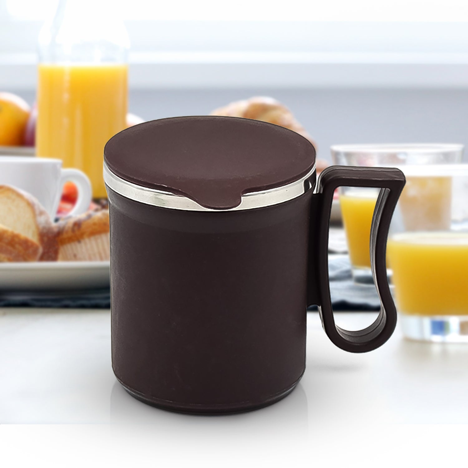Coffee Mug With Lid And Handle-plastic Covered Stainless Steel Mug (Random Color Approx 200 Ml) - Springkart 