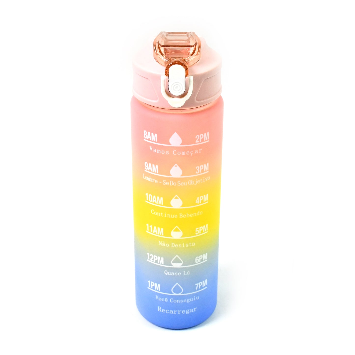 Plastic Colorful Motivational Water Bottle With Straw (900 Ml) - Springkart 