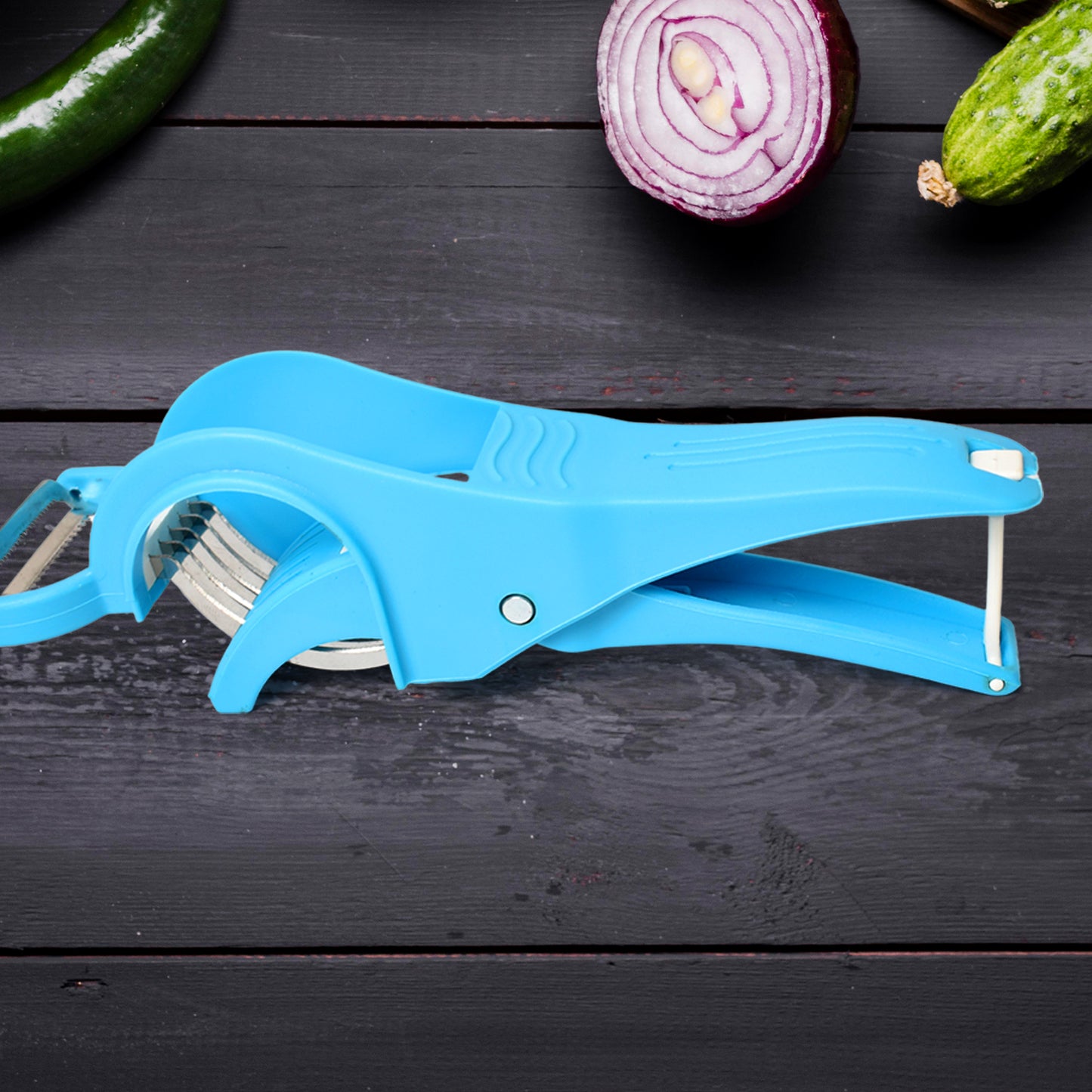 2 In 1 Vegetable Fruit Multi Cutter 5 Blade Vegetable Cutter With Peeler (1 Pc Multicolor) - Springkart 