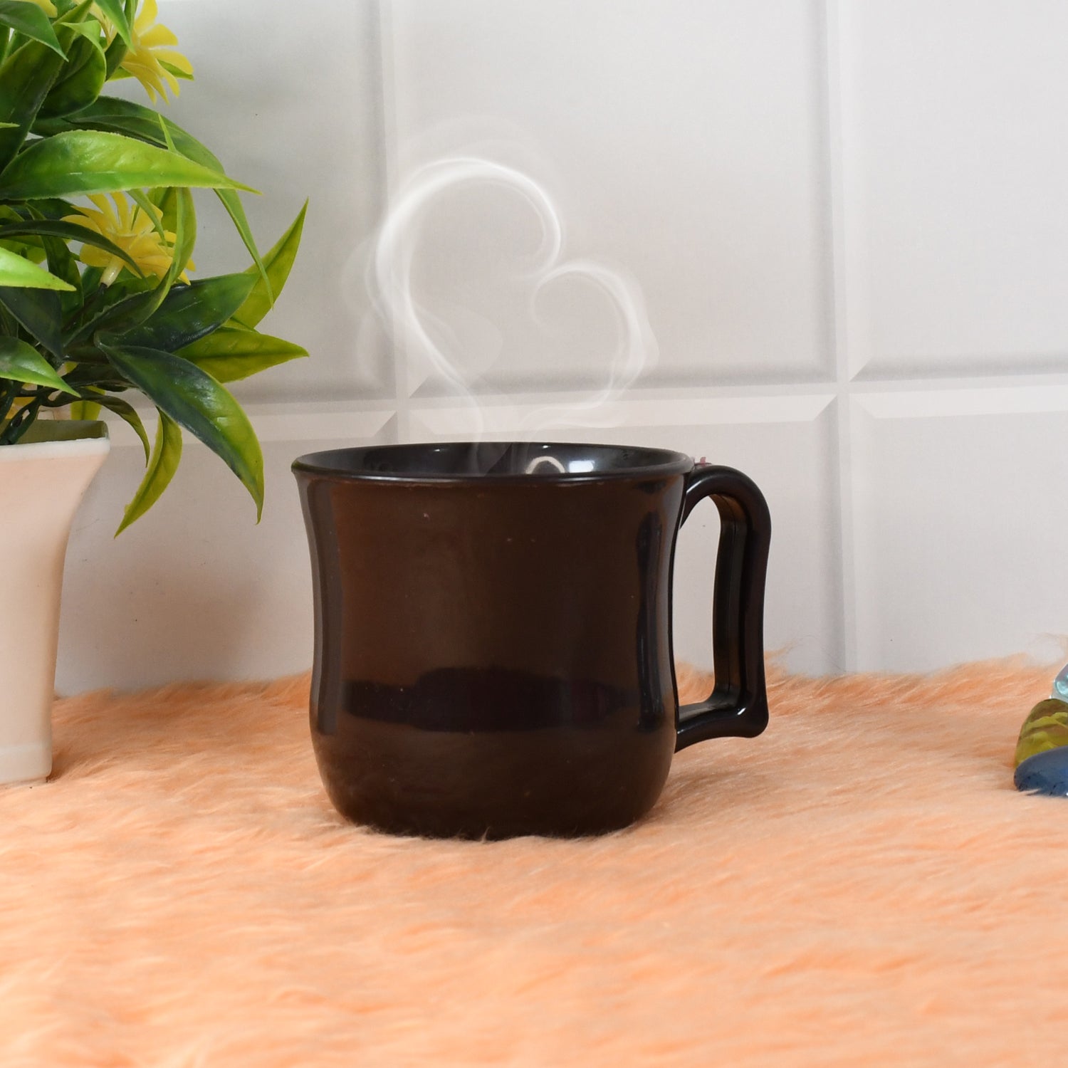 Premium Plastic Coffee Tea Cups Mug With Handle (1 Pc With Color Box Black) - Springkart 