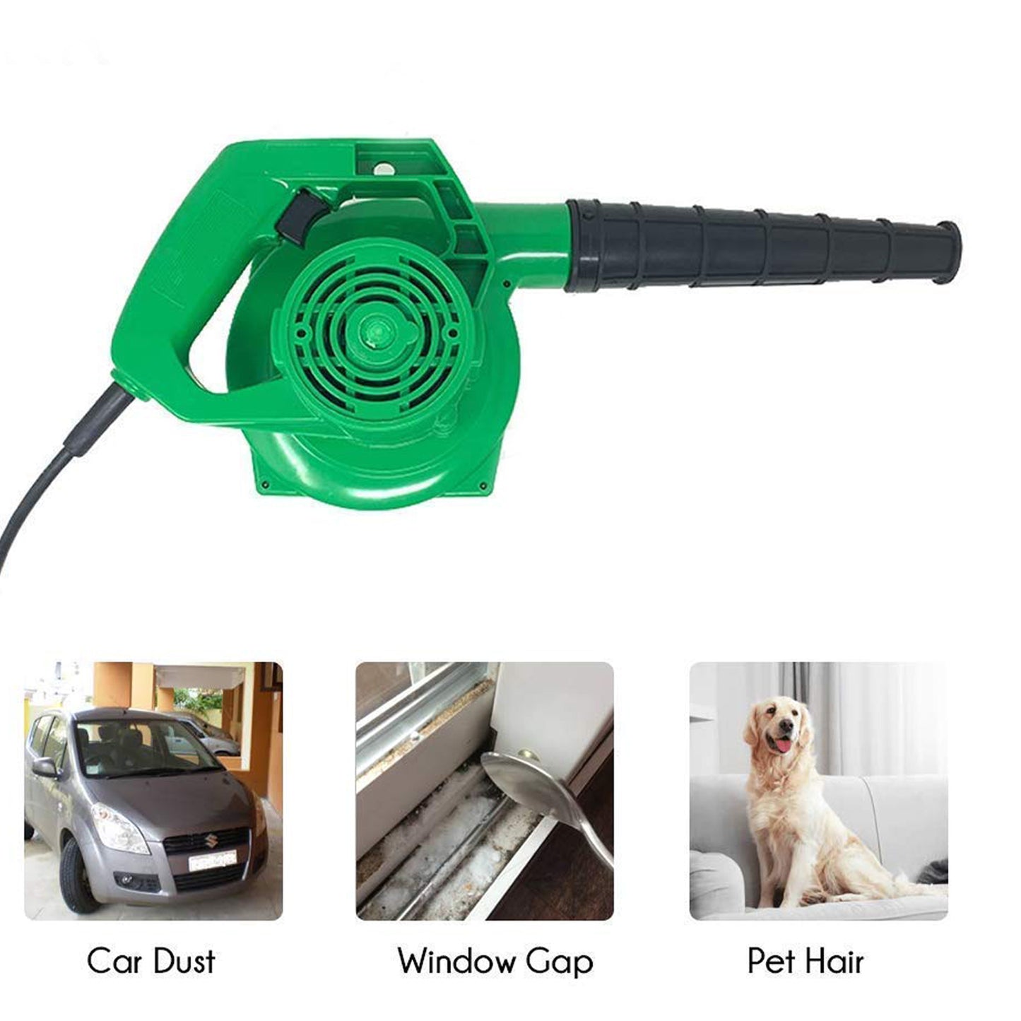 3158 650v Blower Portable Rifel Range Heavy Duty Air Blower Electric Air Blower For Homeofficecarpccomputer Dustgaragepatiogarden Leaftrash Cleaning (350w 2.3 M3min 13000 Rpm Green) - Springkart 