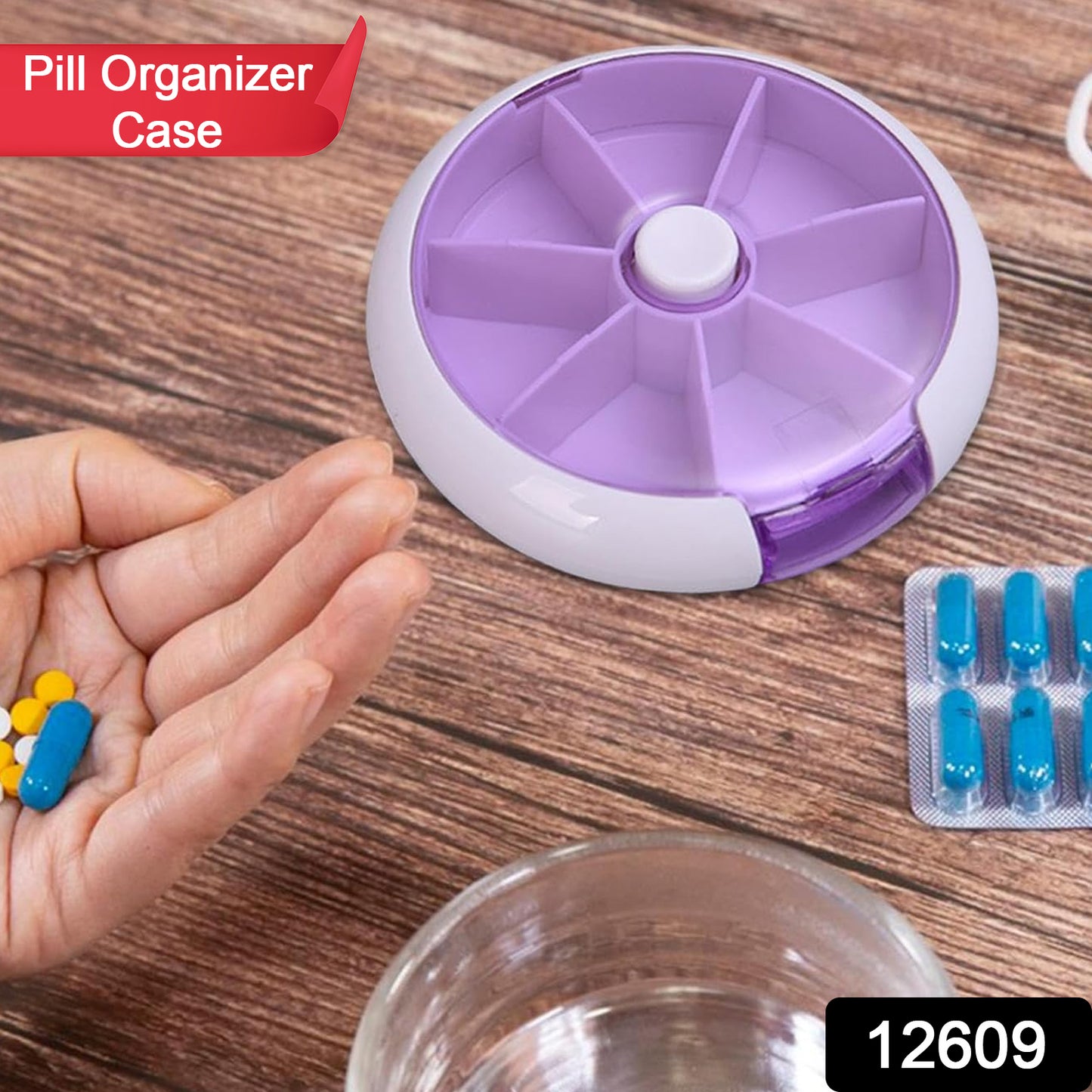 12609 Pill Box Medicine Dispenser 7-day Week Weekly Whee Cute Portable Fruit Style 7 Grid Seal Rotation Pill Organizer Medicine Box (1 Pc) - Springkart 