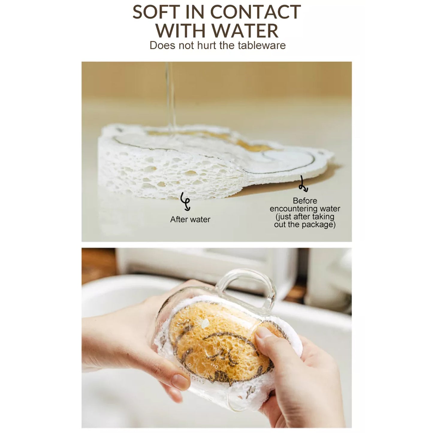 6428a Compressed Wood Pulp Sponge. Creative Cartoon Design Scouring Pad Dishwashing Absorbing Pad. Kitchen Cleaning Tool. - Springkart 
