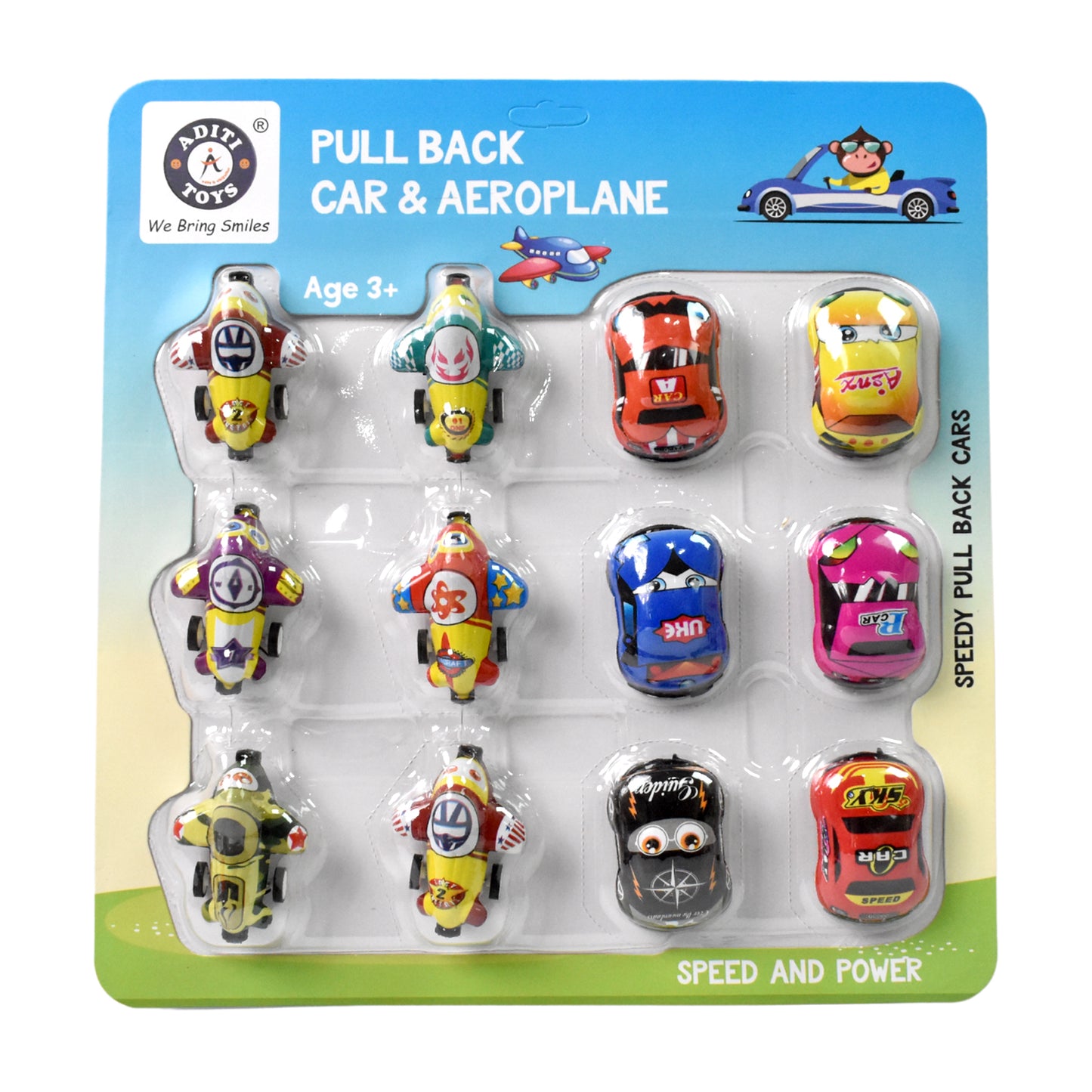 Mini Pull Back Car Aeroplane Pvc Plastic Pull Back Car Cartoon Toys (12 Pcs Set) - Springkart 