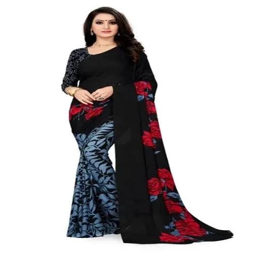 Women's Faux Georgette Printed Saree With Blouse Piece - Springkart 