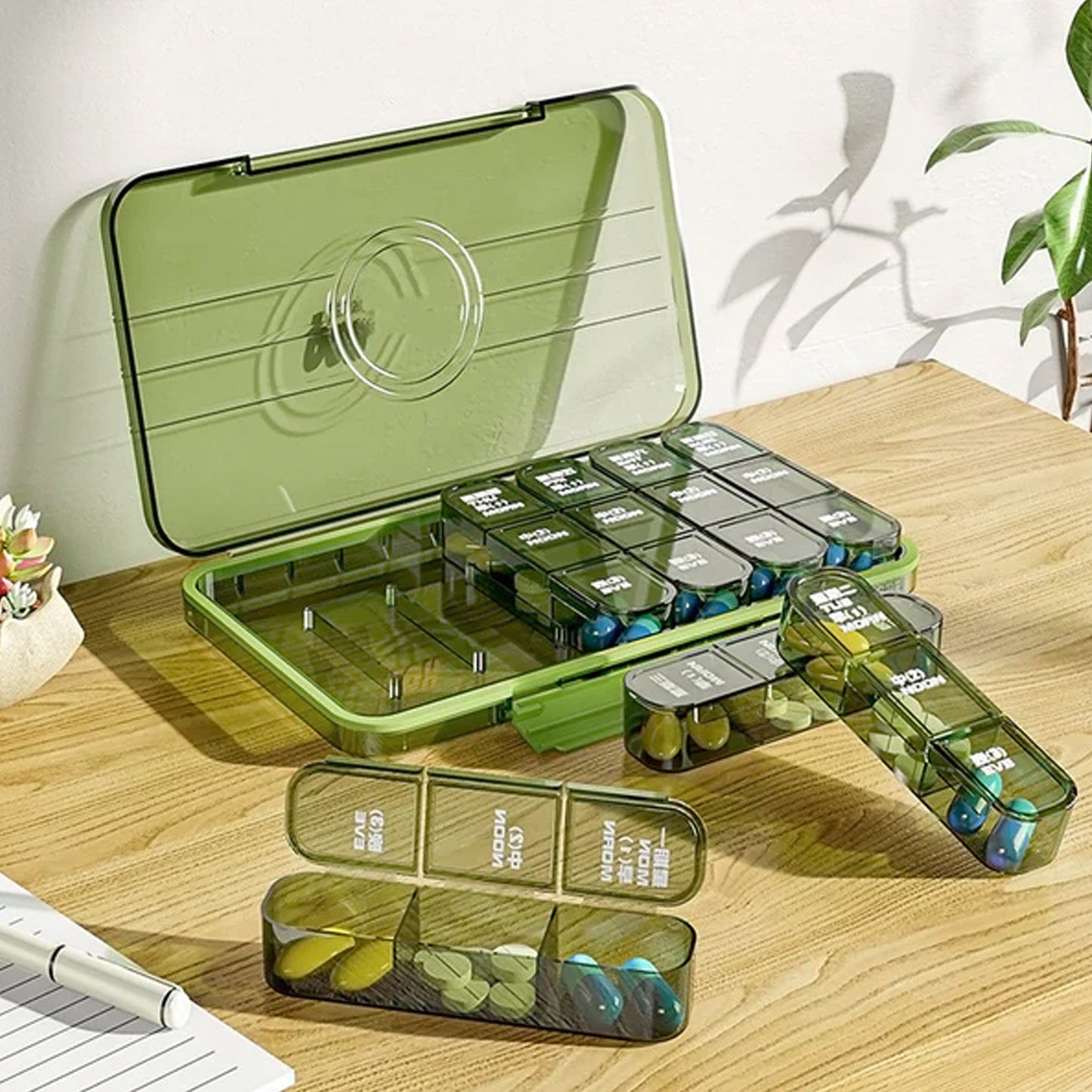 Portable Weekly Pill Box Organiser Daily Pill Keeper 21 Grid Container (1 Pc) - Springkart 