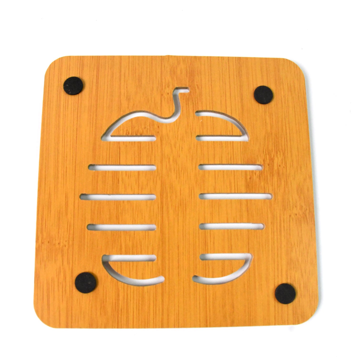 Square Bamboo Wood Table Place Mat Hot Pot Cup Mat Tea Coaster(1414 Cm 1 Pc) - Springkart 