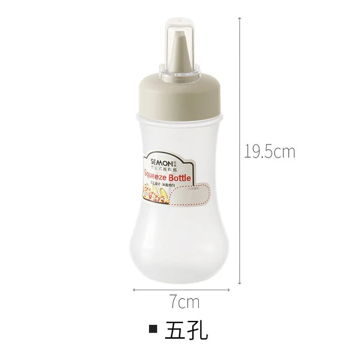 5 Hole Squeeze Sauce Bottle (280ML), Portable Plastic Sauce Bottle with Lid Five Holes, Sauce Dispenser Bottle [Buy 1 Get 1 Free]