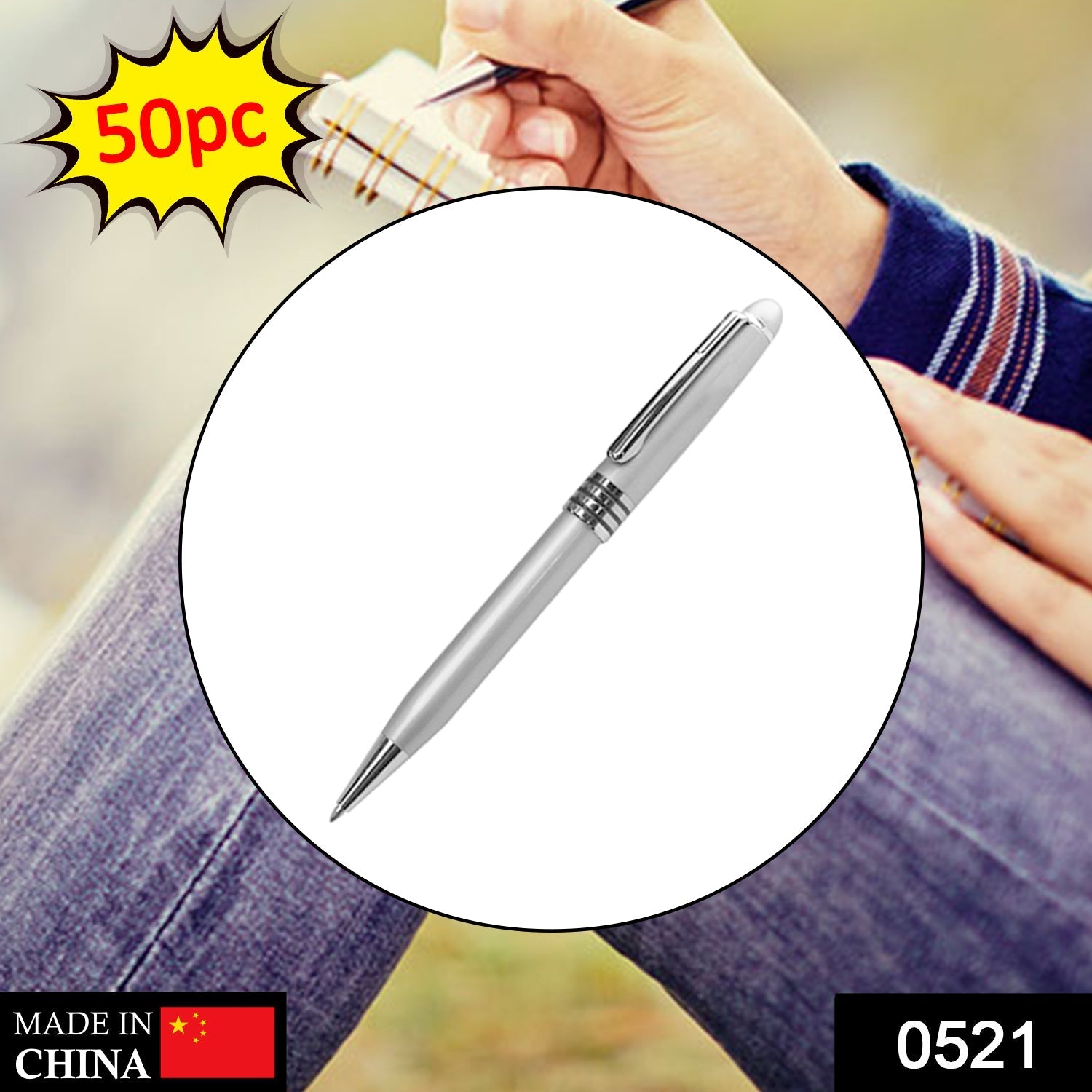 Classic Silver Ball Pen (Pack of 50) - Springkart 