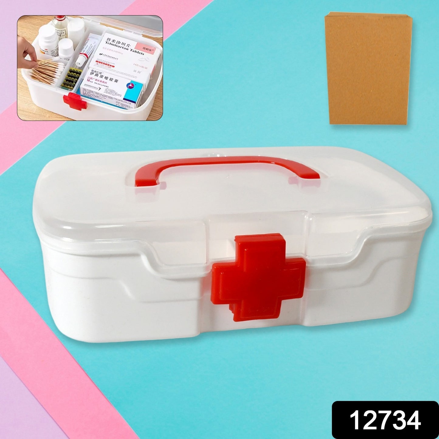 12734 Medical Box 1 Piece Indoor Outdoor Medical Utility Medicine Storage Box Detachable Tray Medical Box Multi Purpose Regular Medicine First Aid Box With Handle Transparent Lid - Springkart 