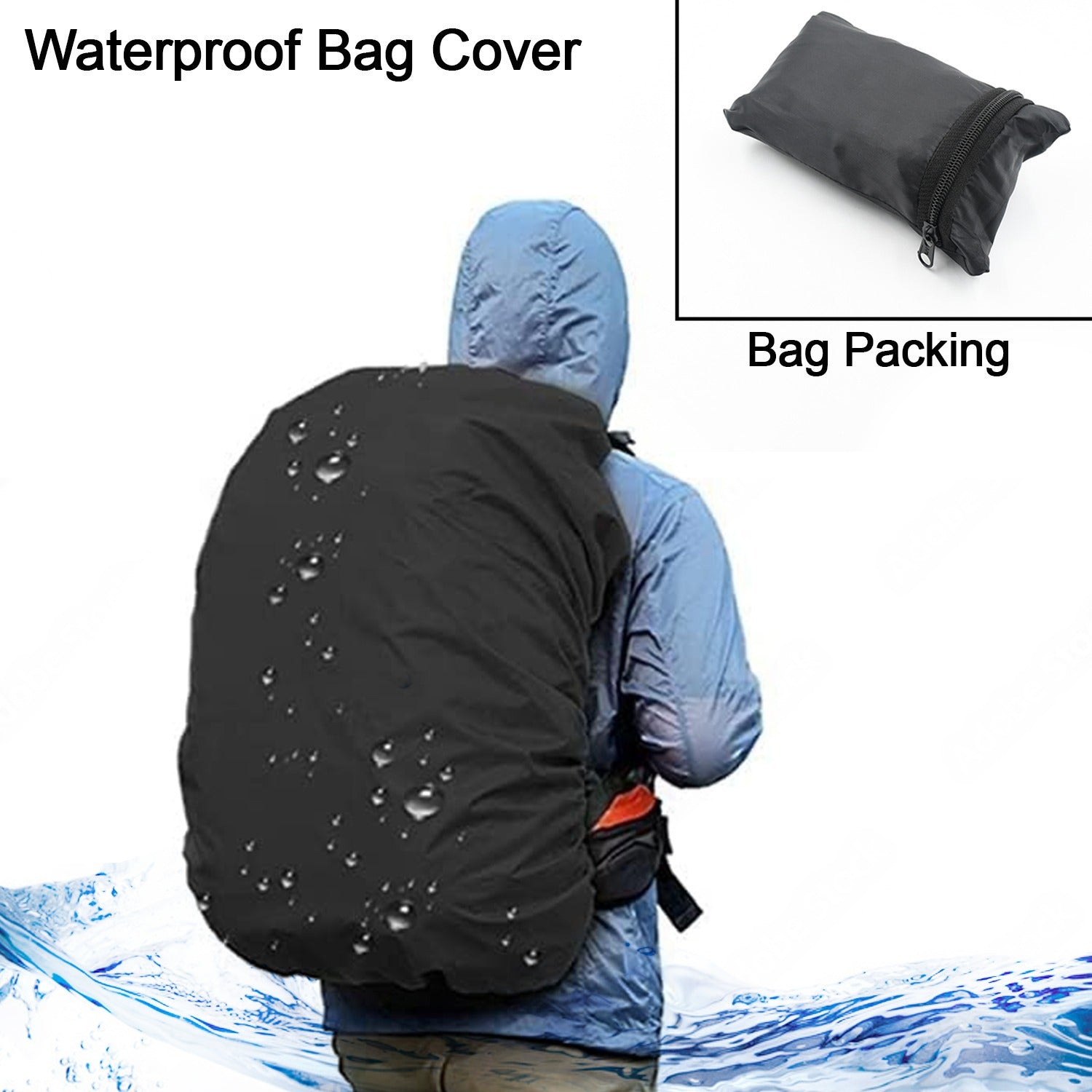 4100 Heavy Waterproof Nylon Rain Coverdust Cover - Elastic Adjustable For Laptop Bags And Backpacks School Bag Waterproof Cover Dust Proof Backpack Laptop Bag Cover (1pc) - Springkart 