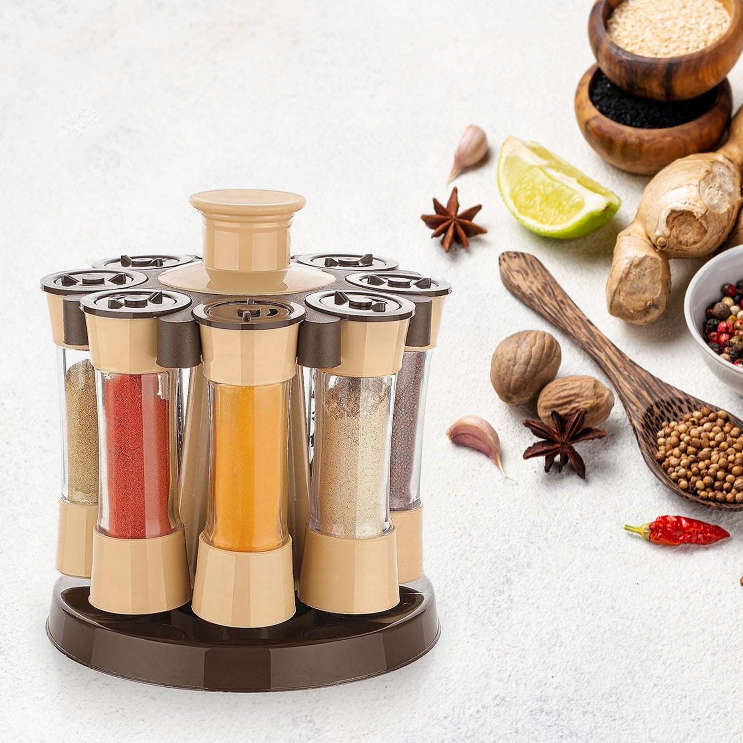 360 Revolving Spice Rack For Kitchen And Dining Table 8 Spice Jars - Springkart 