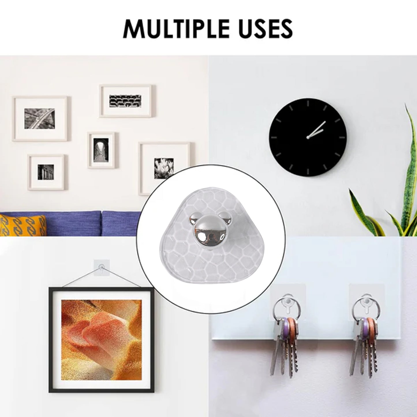 All-plastic Adhesive Wall Hooks - Strong No Damage Easy To Install (3 Pc Set) - Springkart 