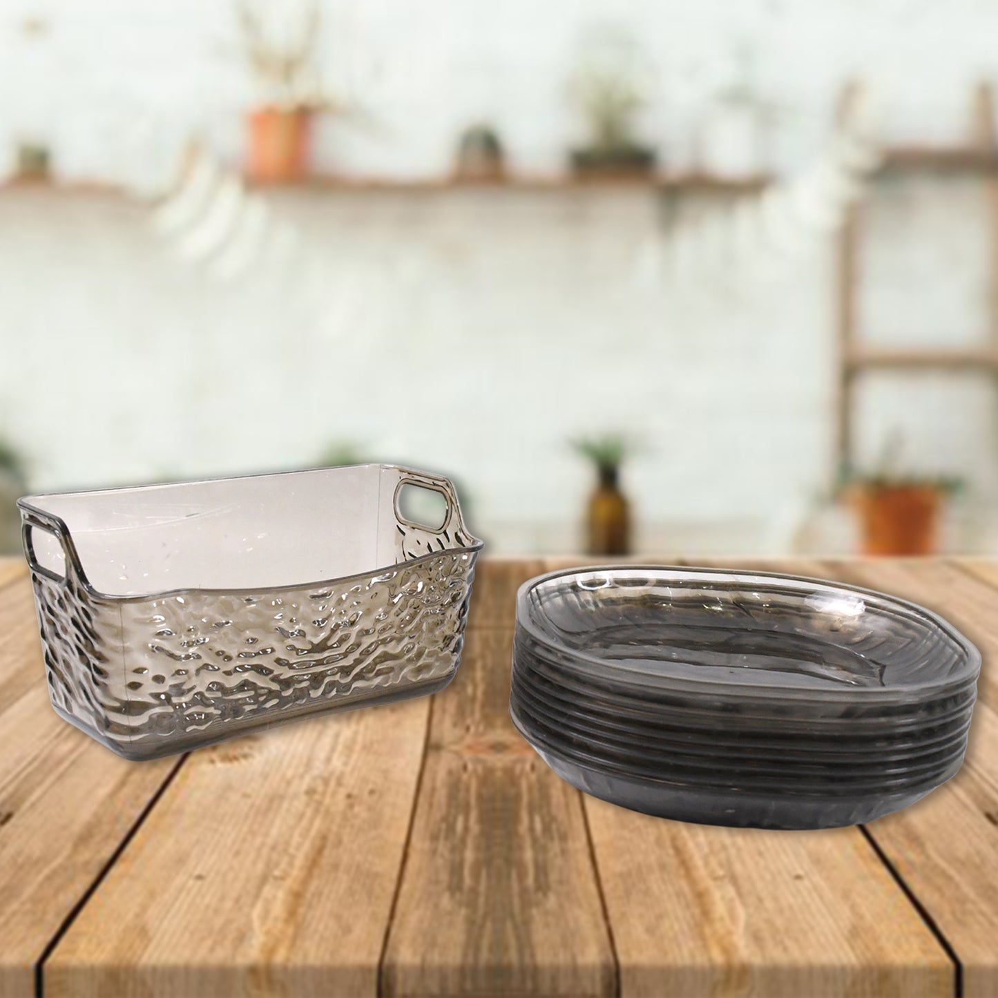 Plastic Household Plates Dinner Plates Dish Tray Skewer Bone Plate Set (10 Pcs Set) - Springkart 