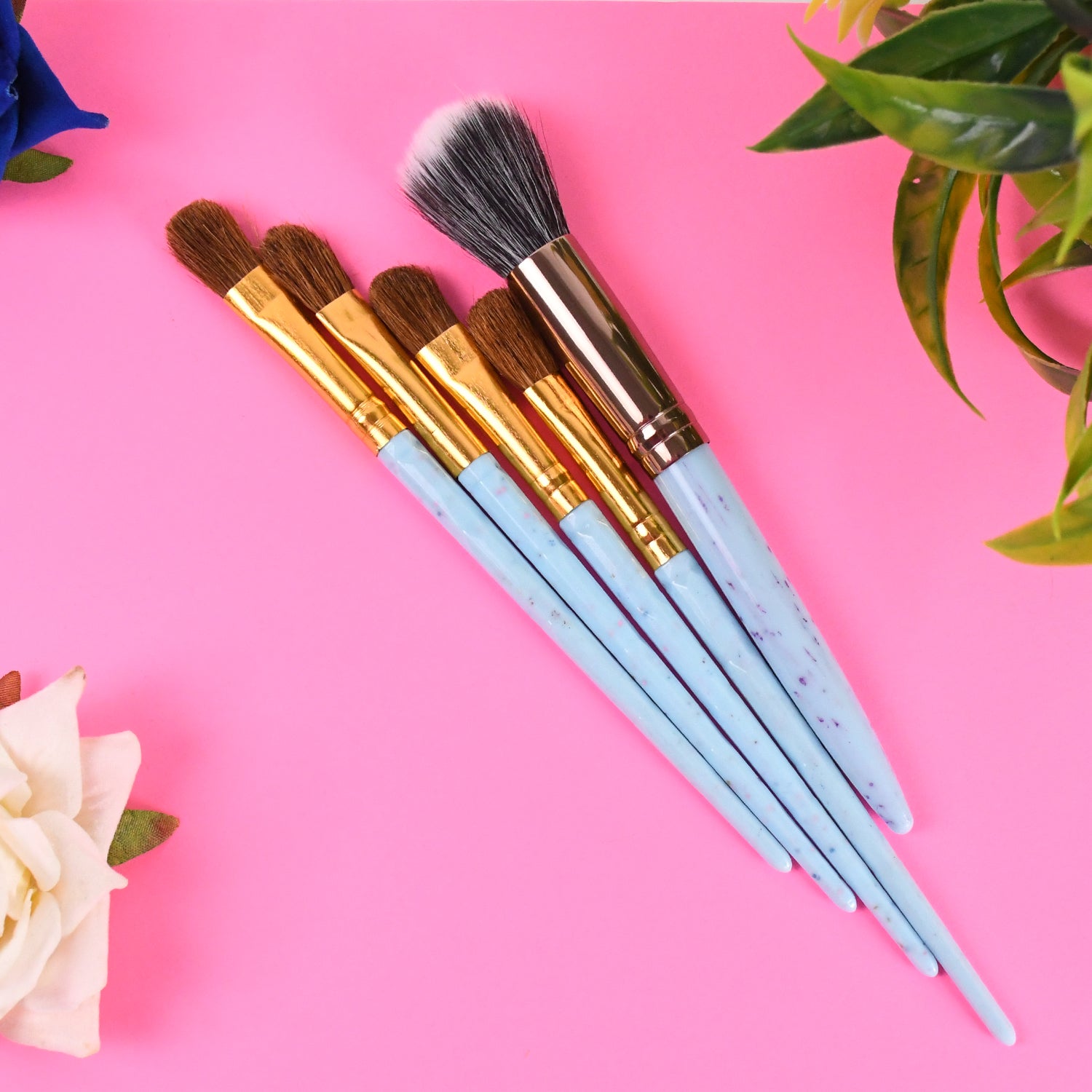 5pc Makeup Brush Tools Kit (5 Pcs Set Mix Color) - Springkart 
