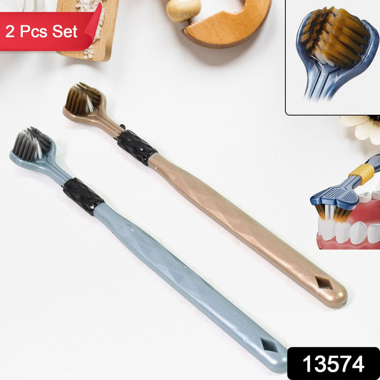 3 Sided Toothbrush Soft Bristle Toothbrush (2 Pc Set) - Springkart 