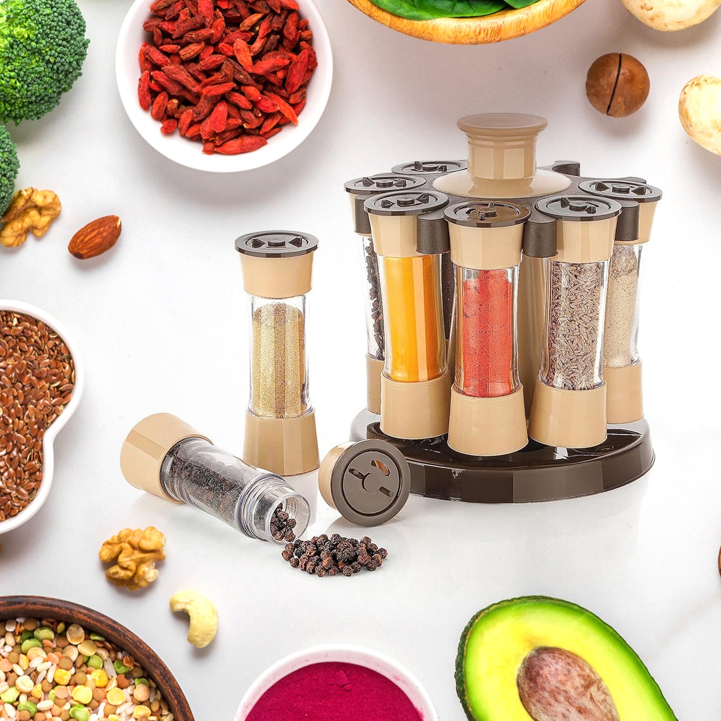 360 Revolving Spice Rack For Kitchen And Dining Table 8 Spice Jars - Springkart 