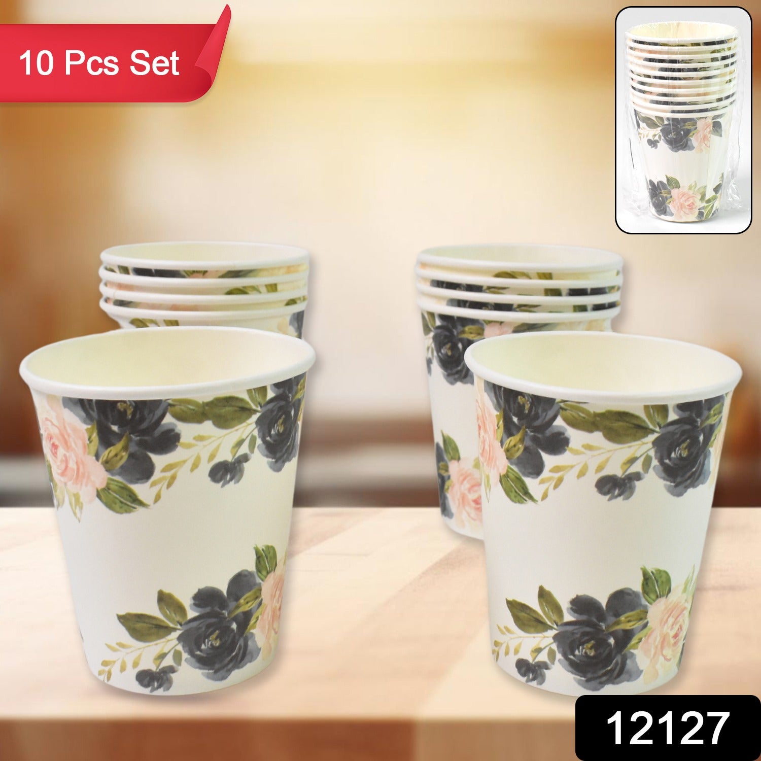 Disposable Paper Cups Disposable Tea Coffee Cups (10 Pcs Set Mix Color Design) - Springkart 