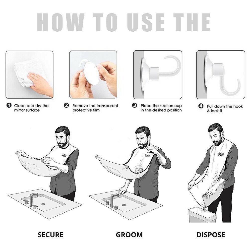 Black Beard Apron Hair Clippings Catcher Grooming Bib - Springkart 