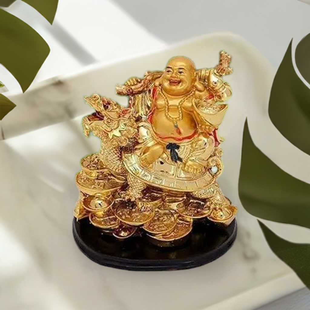 Golden Laughing Buddha on Turtle/Feng Shui Gift,Buddha for Wealth,Sucess,Happiness,Good Luck - Springkart 