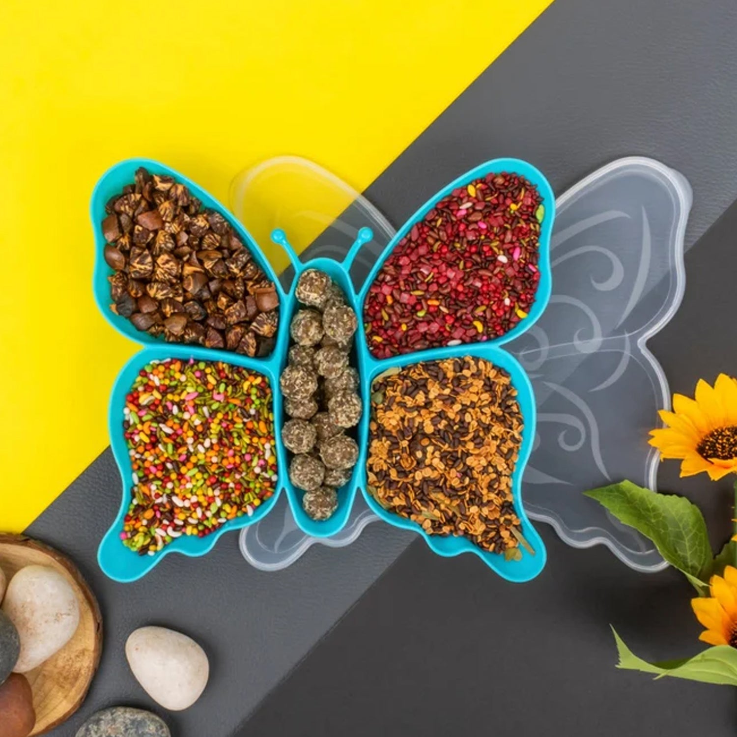 5 Compartment Multipurpose Butterfly Plastic Tray (1 Pc) - Springkart 