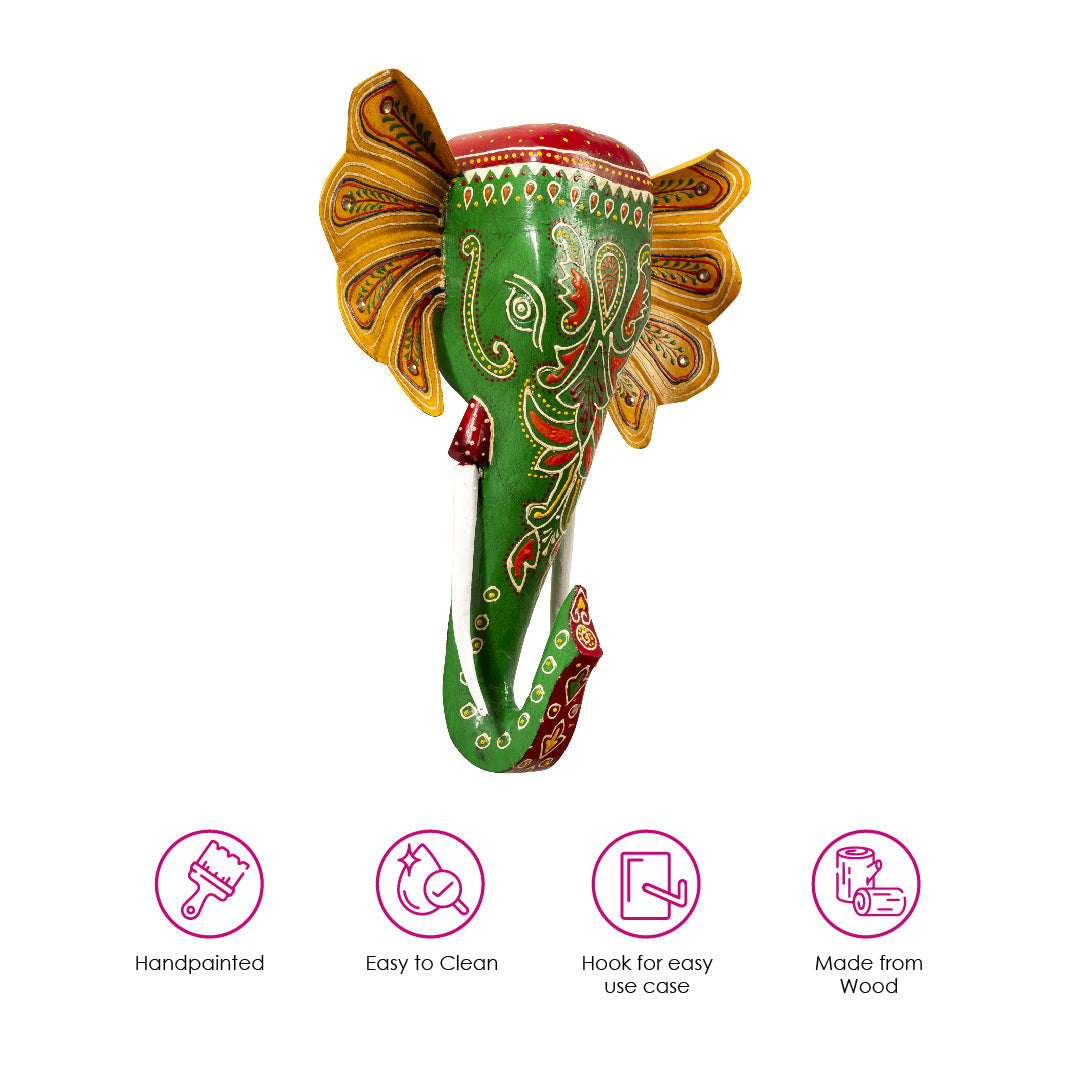 Green Handpainted Elephant Wall DecorGreen Handpainted Elephant Wall Decor                Green Handpainted Elephant Wall Decor