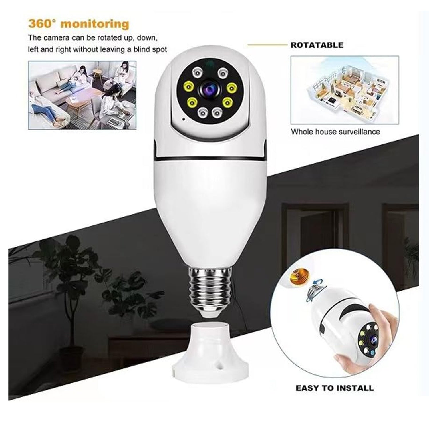 V380 Pro Fisheye 360 Degree Panoramic Wireless Wifi Ip Cctv Security Camera (Pack Of 1) - Springkart 
