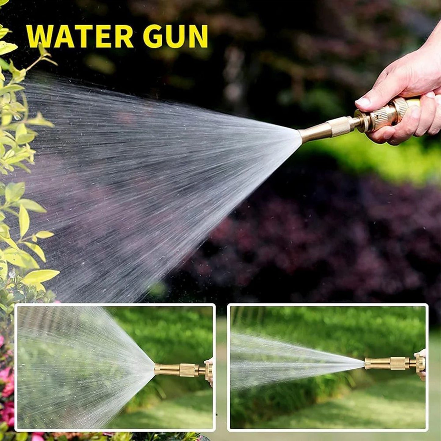 7588 Water Spray Nozzle For Water Pipe Booster Nozzle For Car Wash Nozzle With High Pressure Water Adjustable Brass Nozzle Water Spray Gun For Gardening Watering Tools - Springkart 