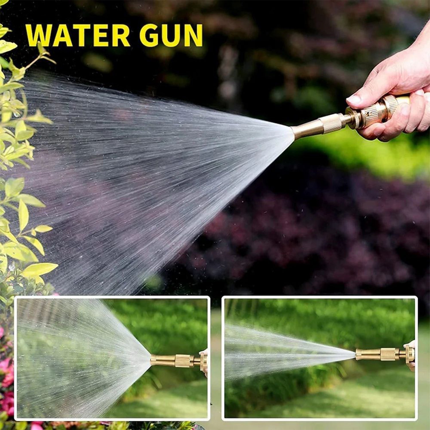 7588 Water Spray Nozzle For Water Pipe Booster Nozzle For Car Wash Nozzle With High Pressure Water Adjustable Brass Nozzle Water Spray Gun For Gardening Watering Tools - Springkart 
