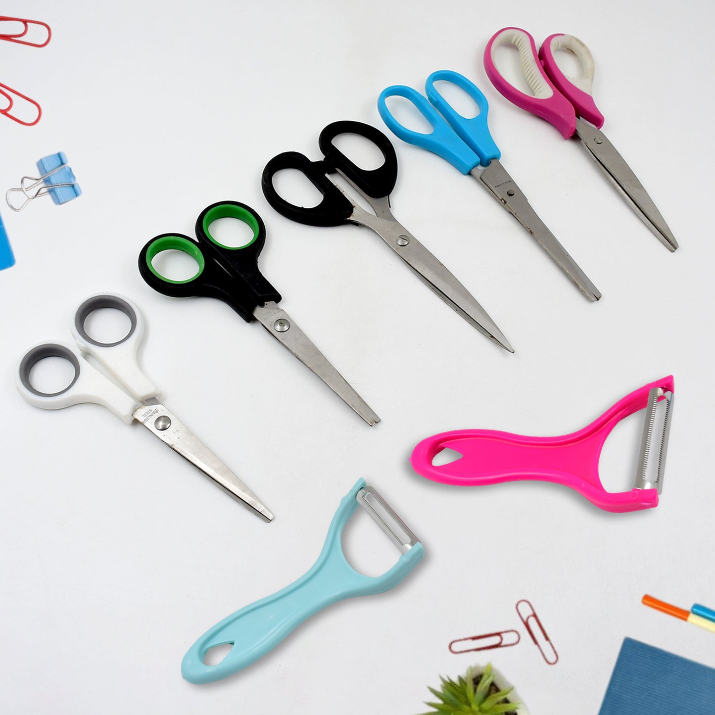 Stainless Steel Kitchen Scissors Multipurpose Peeler (2 Pc Set Mix Design Scissor Peeler) - Springkart 
