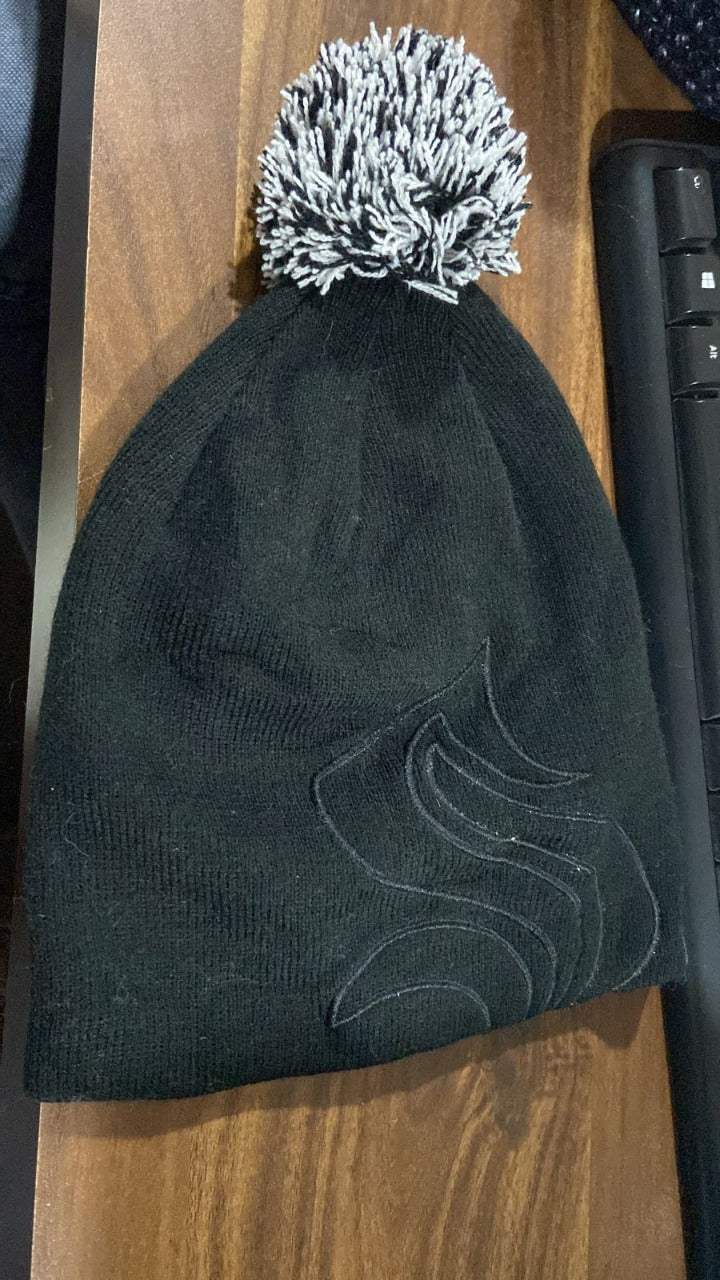 6341 Mens And Womens Skull Slouchy Winter Woolen Knitted Black Inside Fur Beanie Cap. - Springkart 