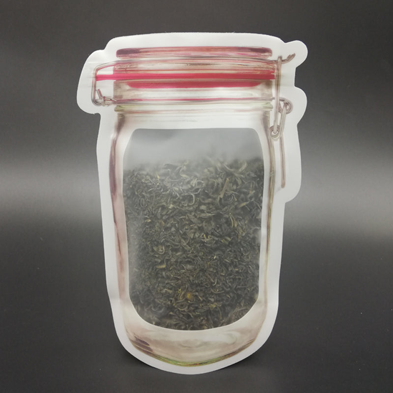Reusable Airtight Seal Plastic Food Storage Mason Jar Zipper (500ml) - Springkart 