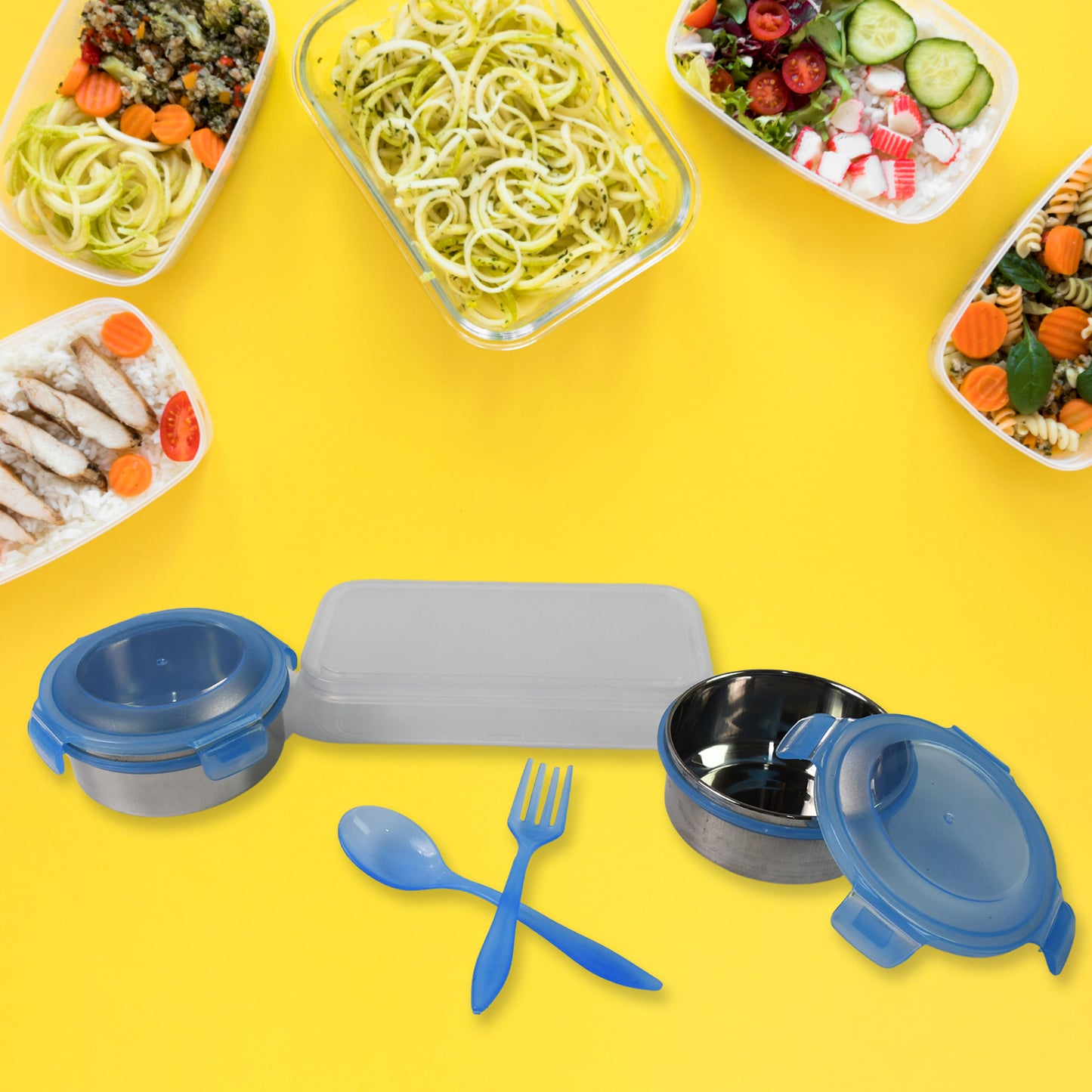 Sumo Lunch Box With Lunch Bag Plastic Lunch Box Plastic Spoon Fork (2 Pc Set With Lunch Box) - Springkart 