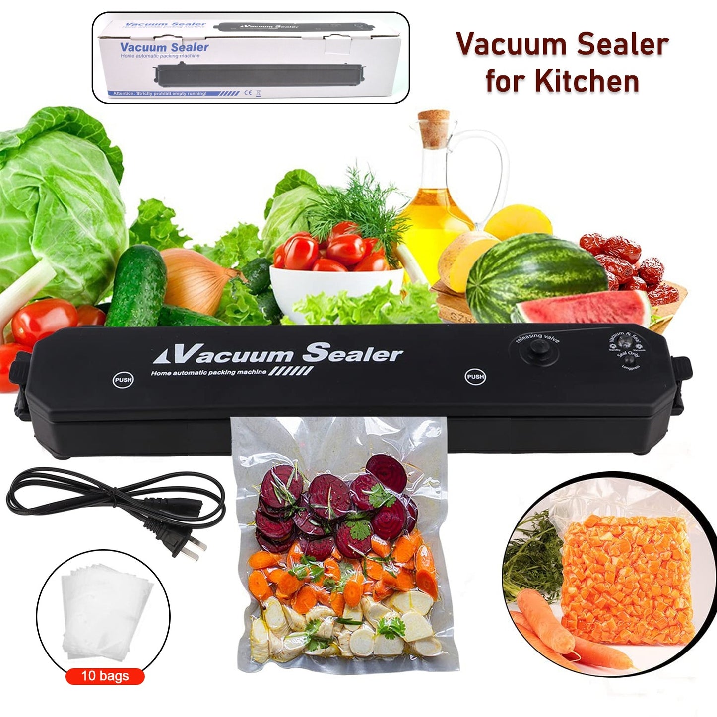 Vacuum Sealer Machine With 10 Pcs Bag (1 Set) - Springkart 