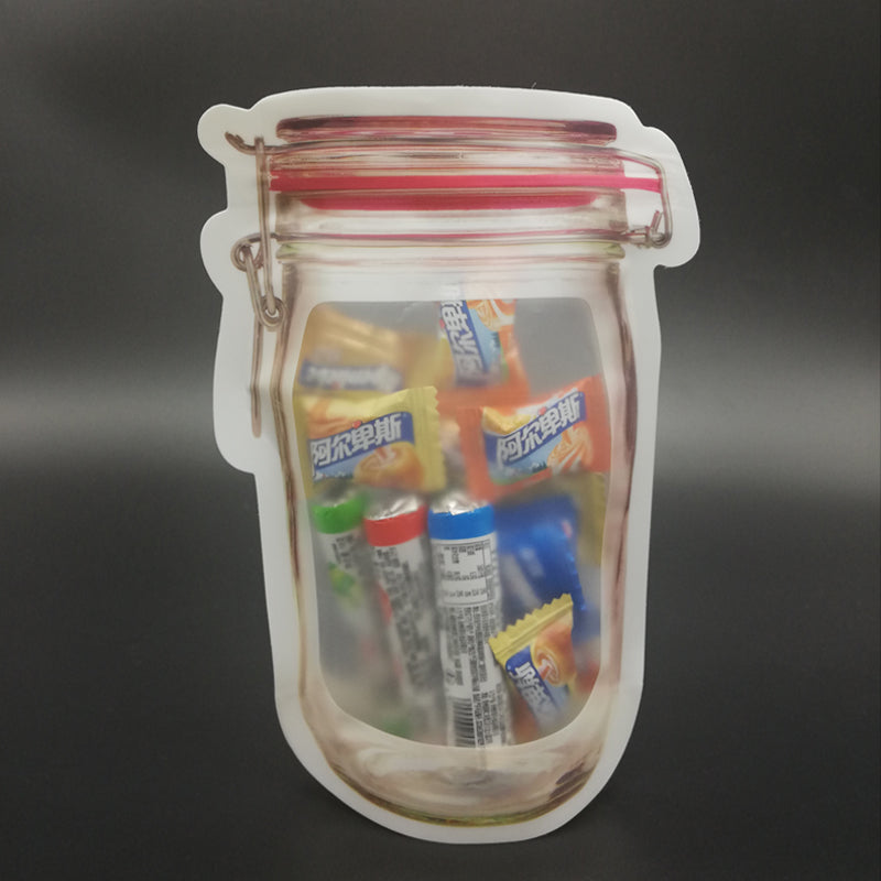 Reusable Airtight Seal Plastic Food Storage Mason Jar Zipper (500ml) - Springkart 