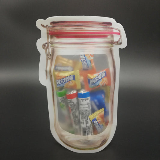 Reusable Airtight Seal Plastic Food Storage Mason Jar Zipper (500ml) - Springkart 