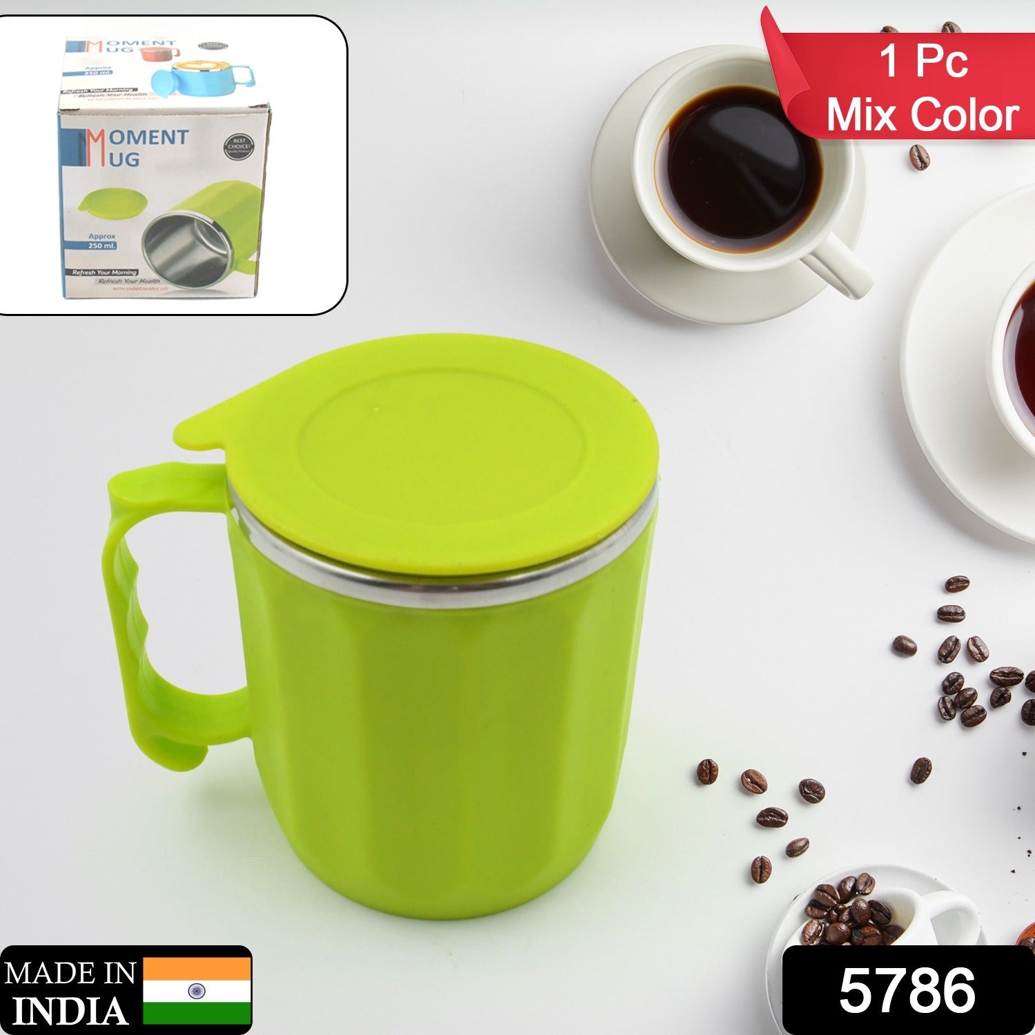 Stainless Steel Lid Cover Hot Coffeetea Mug Hot Insulated Double Wall Stainless Steel Coffee And Milk Cup With Lid - Coffee Cup Approx 250 Ml 300 Ml ( 1 Pc Mix Color) - Springkart 