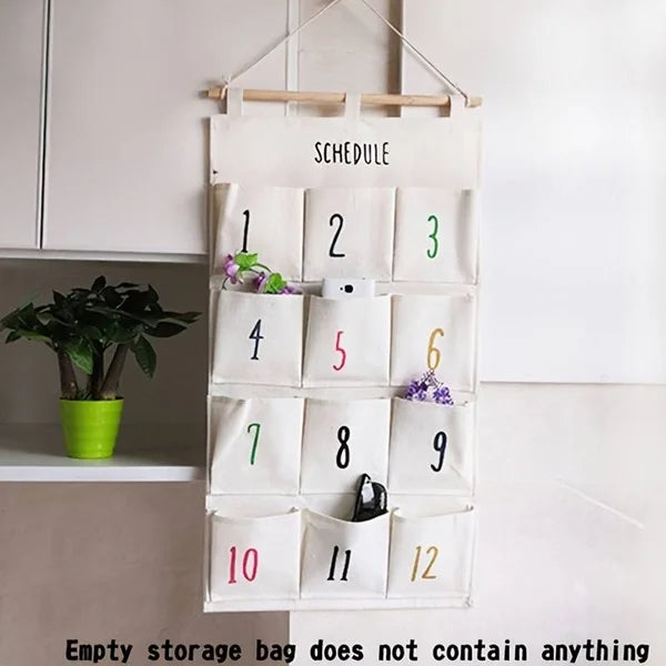 12 Pockets Wall Hanging Storage Bag, Wall Hanging Storage Organizer Bag for Socks Undergarments Cupboard