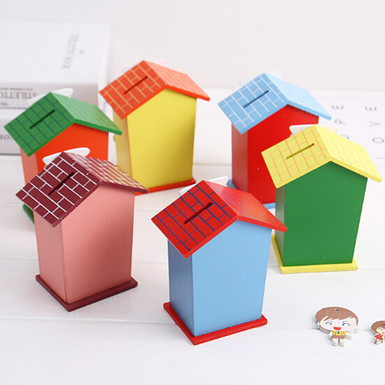 Cute Cartoon House Shaped Lovely Wooden Piggy Bank Money Bank - Springkart 