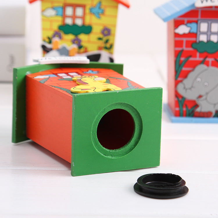Cute Cartoon House Shaped Lovely Wooden Piggy Bank Money Bank - Springkart 
