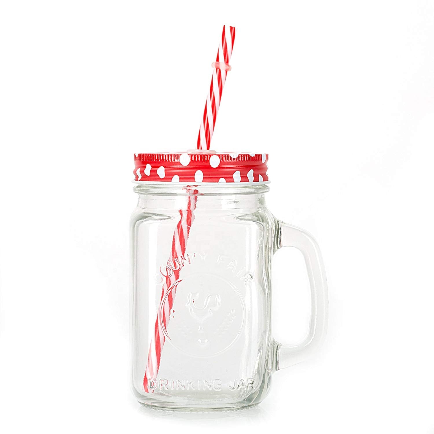 Drinking Cup / Glass / Mug Mason Jar with Handle & Straw - Springkart 