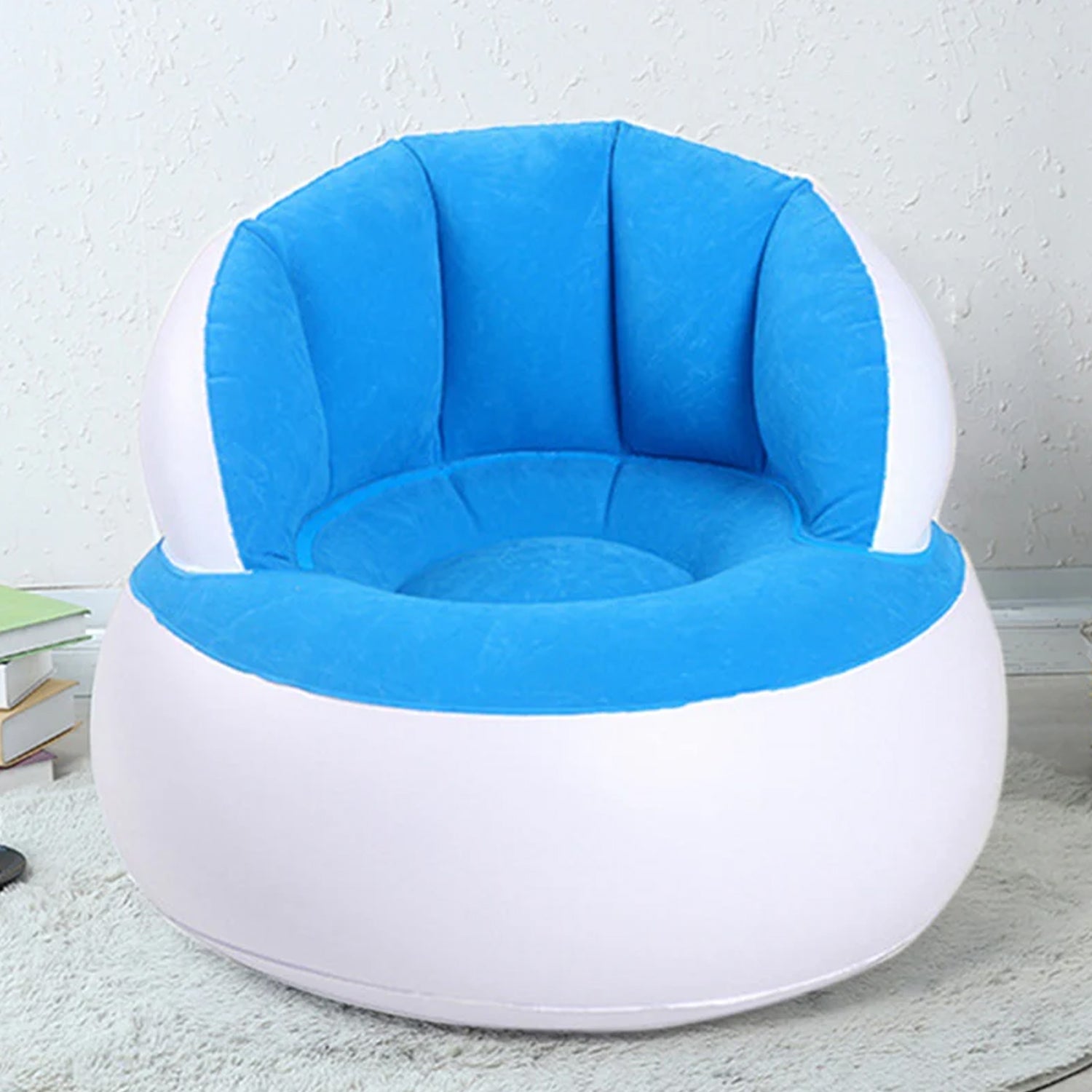 Kids Inflatable Sofa Chair With Backrest Foot Air Pump With Hose (1 Set 85x74 Cm Approx) - Springkart 