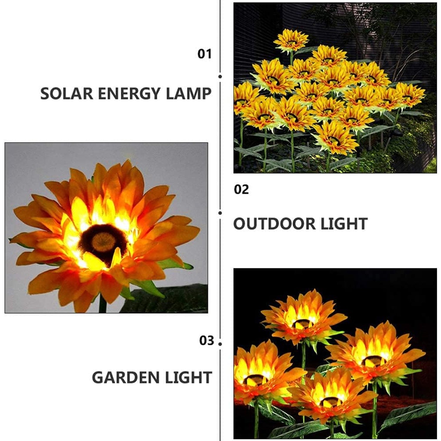 Garden Solar Sunflower Outdoor Led Light Inserted Ground Simulation Plant (4 Pcs Set) - Springkart 
