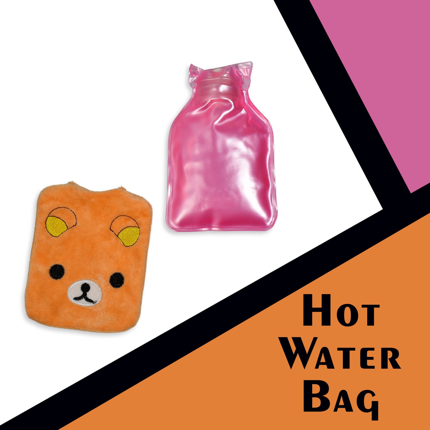 6503 Orange Panda Small Hot Water Bag With Cover For Pain Relief Neck Shoulder Pain And Hand Feet Warmer Menstrual Cramps. - Springkart 