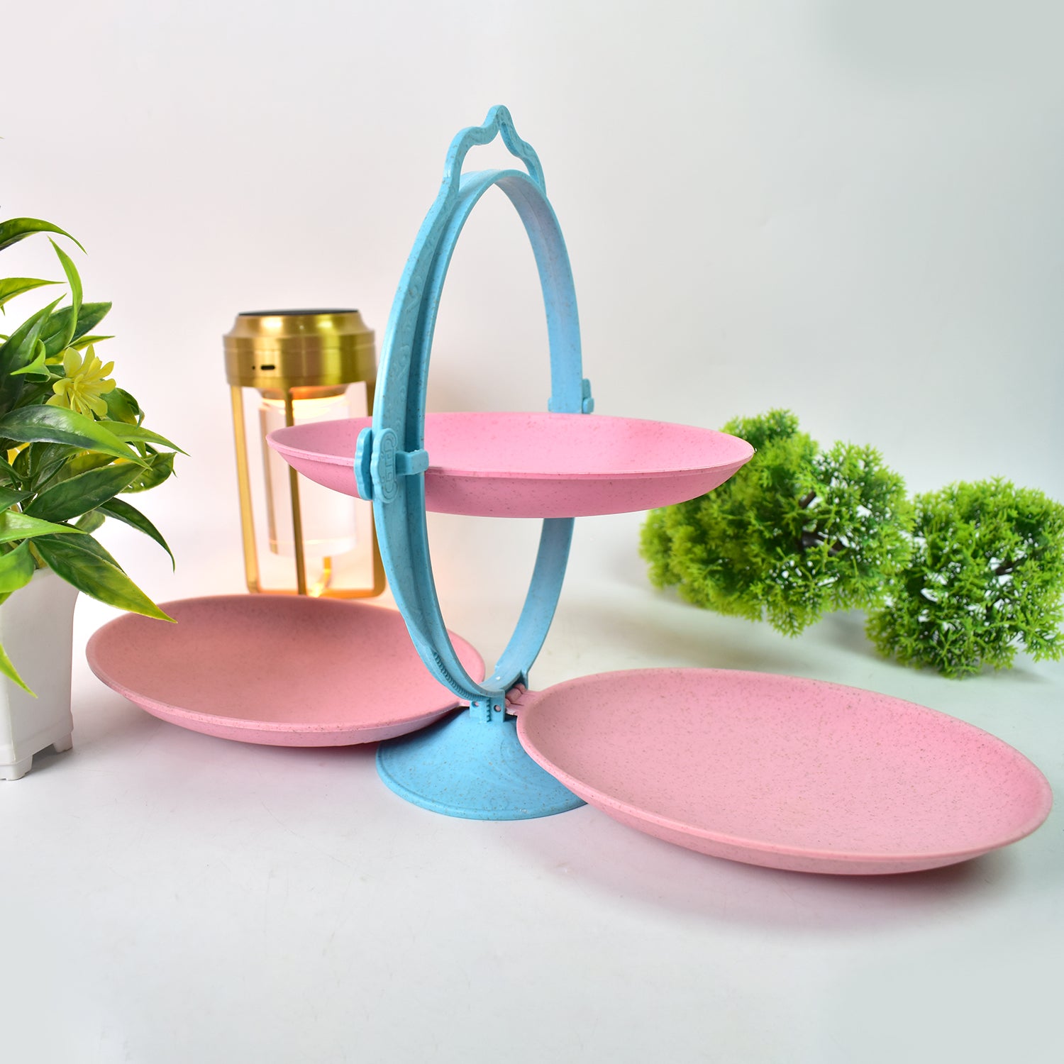 Foldable Fruit Plate Candy Dish Multi Use Mirror Shape Dried Fruit Tray (1 Set) - Springkart 